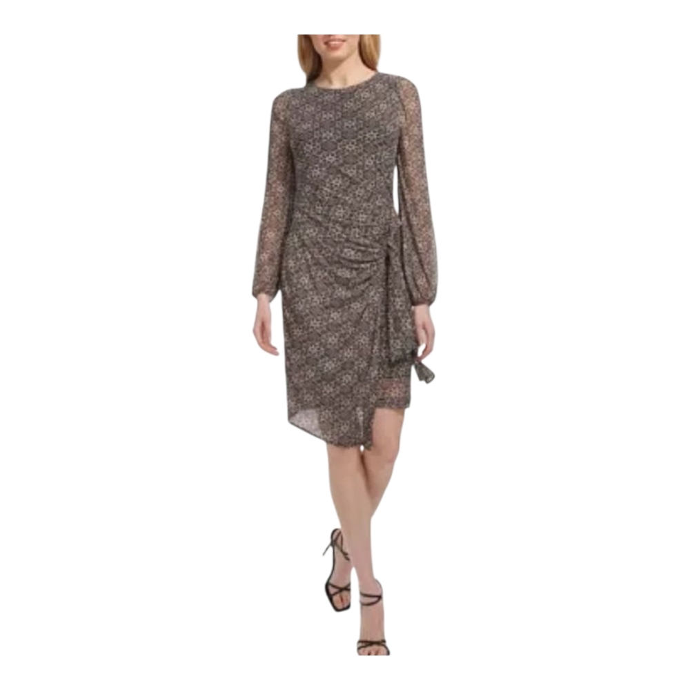 Marc New York Womens Long Sleeve Medallion Sheath Dress